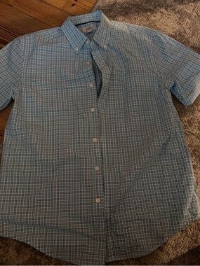 croft & barrow Light Blue Plaid Short-Sleeve Button-Down Shirt
